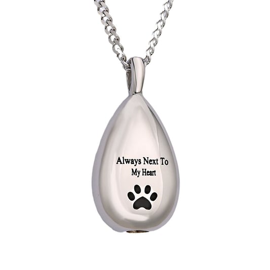Personalized Pet Portrait Teardrop Urn Necklace