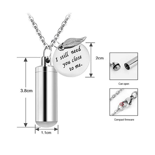 Wing Cylinder Stainless Steel Ashes Urn