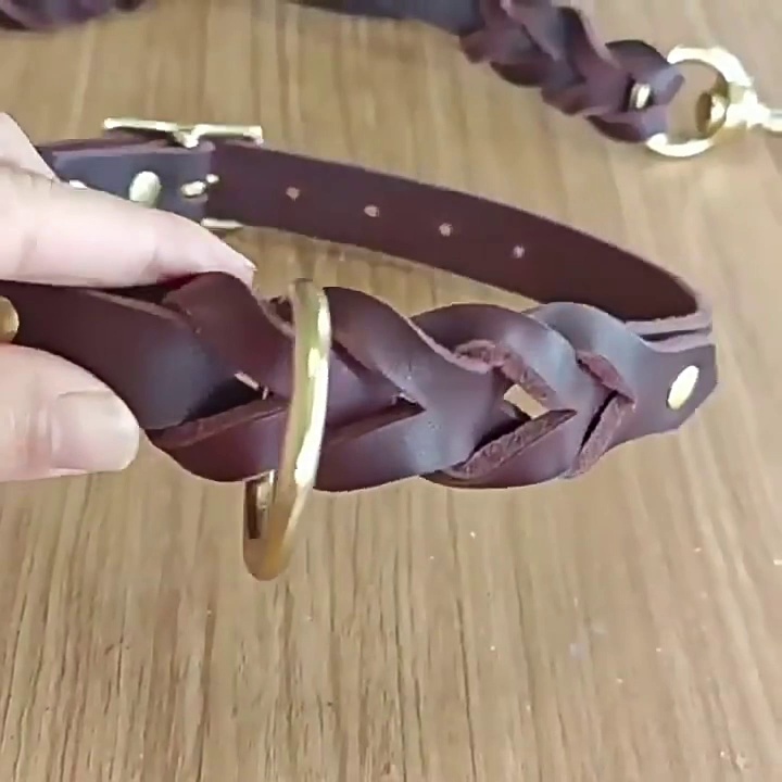 Woven Oxhide Dog Collar with Hook Loop Closure