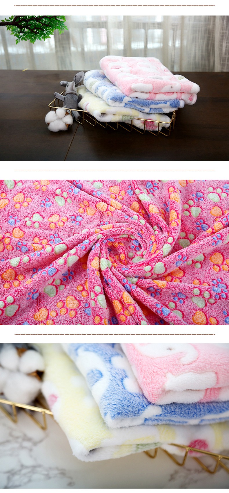 Coral Fleece Pet Blanket for Year-Round Warmth